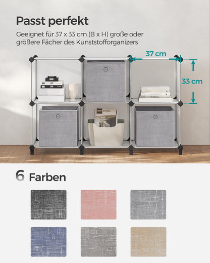 SONGMICS Storage Box, Set of 6, Storage Boxes made of non-woven fabric with handles, Storage Boxes, 30 x 30 x 30 cm, Organizer Box, for cube shelf, foldable box, clothes storage, grey marl RFB02LG-3.