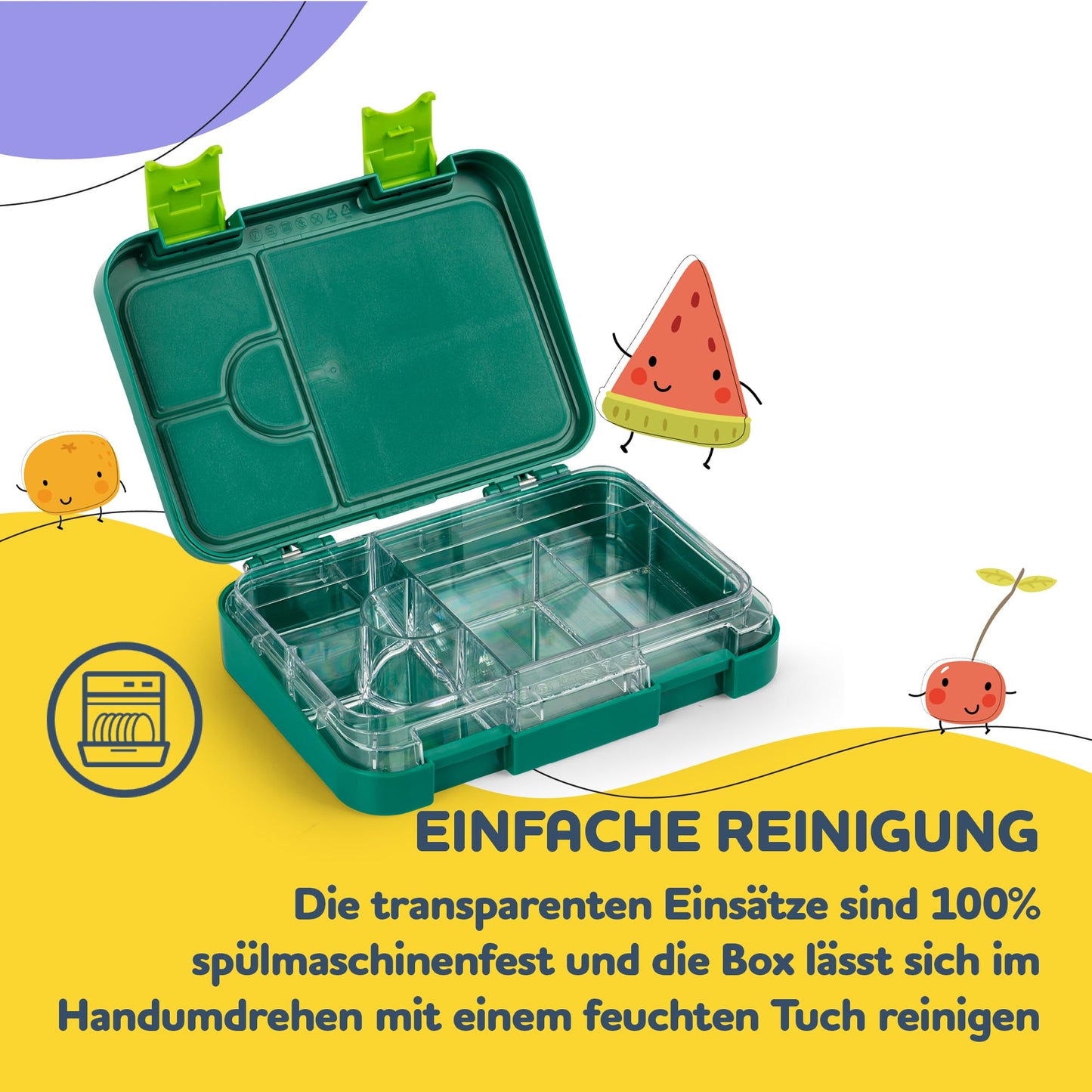 Slurp Junior lunch box for kids with compartments, colorful, divided & leak-proof, BPA-free lunchbox for daycare, bento box, safe snack box.