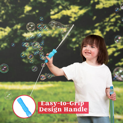 JOYIN 12 pieces 4oz(118ml) Bubble Wand, Bubble Set for Kids with 12 bags 12ml Bubble Solution, Bubble Sword for Wedding Birthday Party Baptism Valentine's Day, Summer Toy