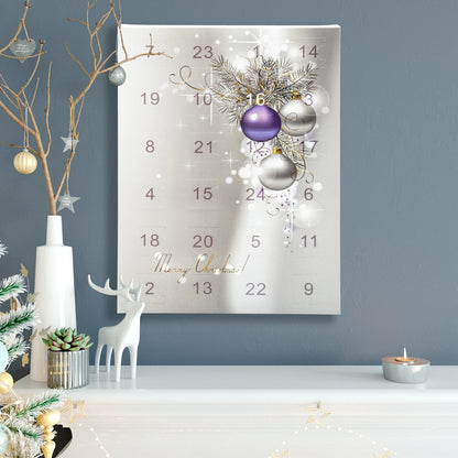VALIOSA Merry Christmas Fashion Jewelry Advent Calendar with necklace, bracelet + 22 individual glass & metal bead pendants, a special gift for girls & women, purple, 24-piece set.