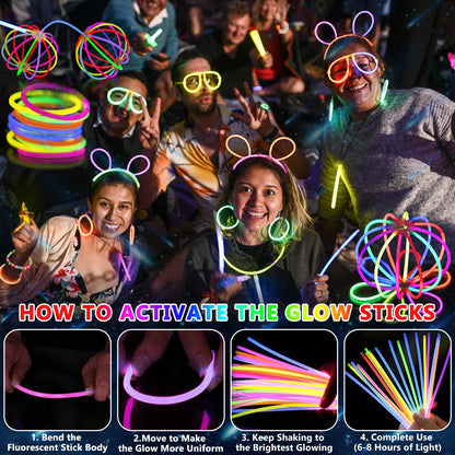 MULEVIP Glow Sticks Party Set 425 Pieces Glow Sticks, Neon Party Glow Bracelets Wedding Glow Toys for Party Decor, Glow Sticks Wedding, Light Sticks for Kids