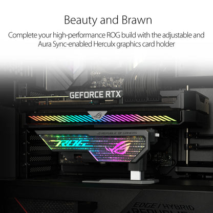 ASUS ROG Herculx graphics card holder (support height 72-128 mm, tool-less installation, built-in level, Aura Sync, Black)