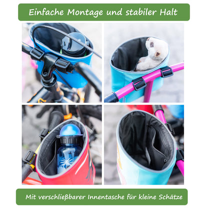GRINSEZWERGE Kids Handlebar Bag | Balance Bike Handlebar Bag | Bike Handlebar Bag | Bike Basket Bike Bag Balance Bike Bag Handle Basket | Tricycle Scooter Roller Bag Accessory Kids Bike | Ninja