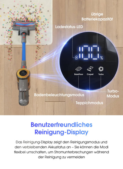 UNINELL Home UV1 Cordless Vacuum Cleaner 45000Pa/450W/60Min, with LED display, Anti-Tangle Brush, and super quiet operation. Ideal for carpet, hard floors, and pet hair.
