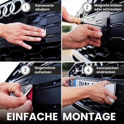 Ivality Magnetic License Plate Holder for 2 Plates, Invisible Frameless Magnetic License Plate Holder for Car, Interchangeable License Plate Holder for Austria, Road Legal, TÜV tested up to 350 km/h.