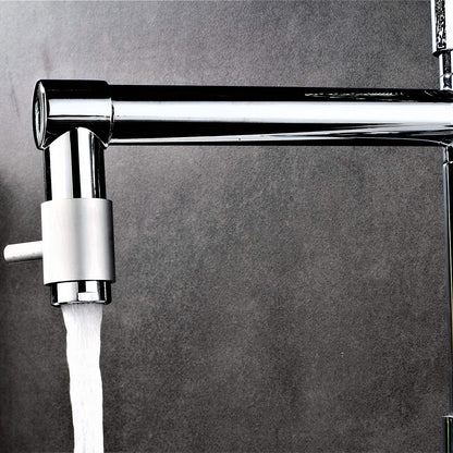 Professional kitchen sink faucet mixer tap with pull-out spring spray in chrome color.