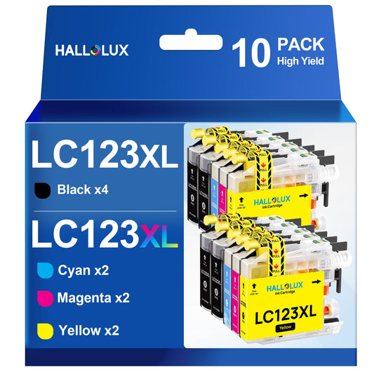 HALLOLUX LC123XL cartridges LC123 Compatible for Brother LC123 XL printer cartridges LC-123 for Brother MFC-J4410DW MFC-J6920DW DCP-J4110DW MFC-J6720DW DCP-J552DW MFC-J6520DW MFC-J870DW (10-pack)
