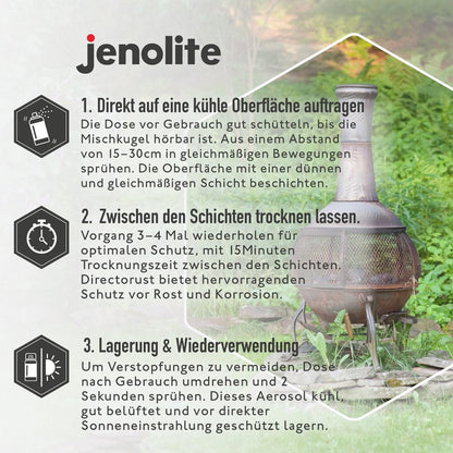 JENOLITE Directorust spray paint for grills and stoves, silver, highly heat resistant up to 650°C | 3 x 400 ml