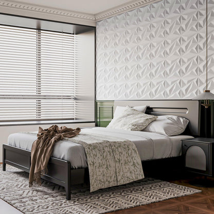 Art3dwallpanels PVC 3D Wall Panel Diamond for Interior Wall Decor in White, 3D Textured Wall Panels, 33 Pieces Tiles