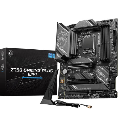 MSI Z790 GAMING PLUS WIFI motherboard, ATX - Supports Intel Core processors 12th, 13th, and 14th Gen, LGA 1700 - DDR5 Memory Boost 7200+MHz/OC, 1 x PCIe 5.0 x16, 4 x M.2 Gen4, 2.5G LAN, Wi-Fi 6E