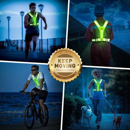 Topward warning vest safety vest for bike car running vest jogging, high-vis reflective warning vest for optimal visibility, women men children vests, LEDs day and night motorcycle cycling.