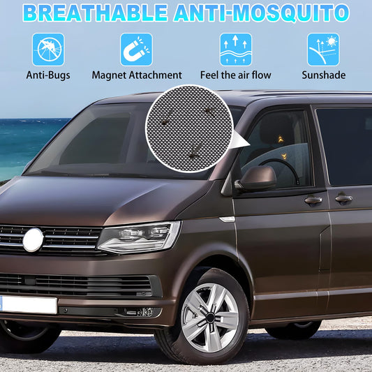 ZATOOTO Magnetic Side Window Insect Screens Compatible with VW T4 T5 T6, Car Window Mosquito Net for Front Doors, Protection from Mosquitoes Breathable for Outdoor Camping Travel