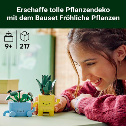 LEGO Botanicals Happy Plants - Toy for kids with 2 artificial plants, 2 colorful flower pots & interchangeable cartoon faces - Gift for girls and teenagers aged 9 and up - 10349