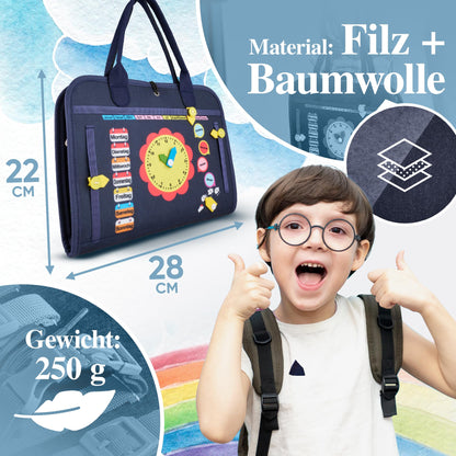 AnToniMahoni Montessori Busy Board German toy for 1 2 3 4 year olds, Activity Board motor skills toy, gift for boys girls, baby educational toy basic skills, motor skills game for travel