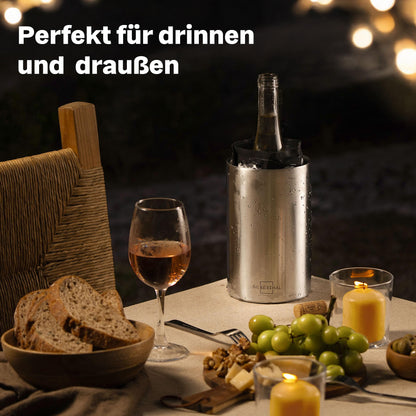 SILBERTHAL Wine Cooler Stainless Steel Double-walled with 2 Cooling Elements - Active Cooling with Cooling Sleeves - Ideal for White Wine and Rosé
