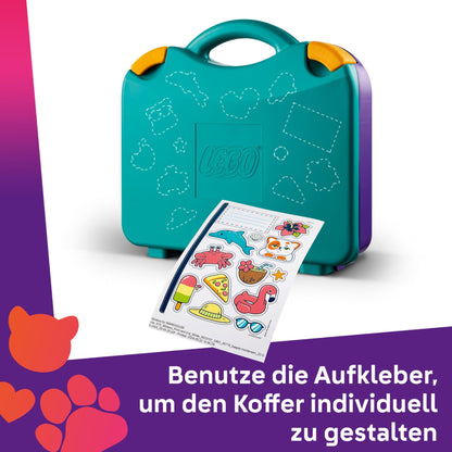 LEGO Friends Creative Suitcase, building toy, building and play set for role-playing, gift for girls from 5 years old, 2 minifigures of characters, animal figures, 1 dog and 1 dolphin 42672