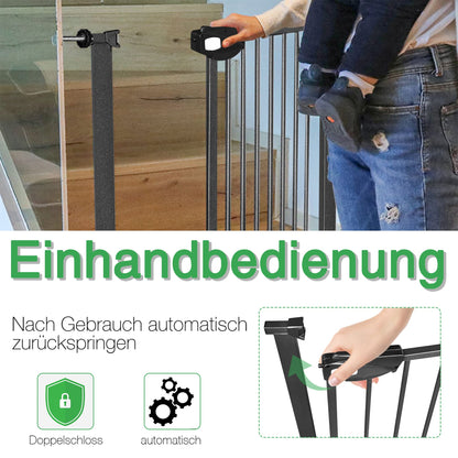 JOIEYOU stair gate without drilling, 95-105 cm door guard gate for children and pets, one-handed opening, black
