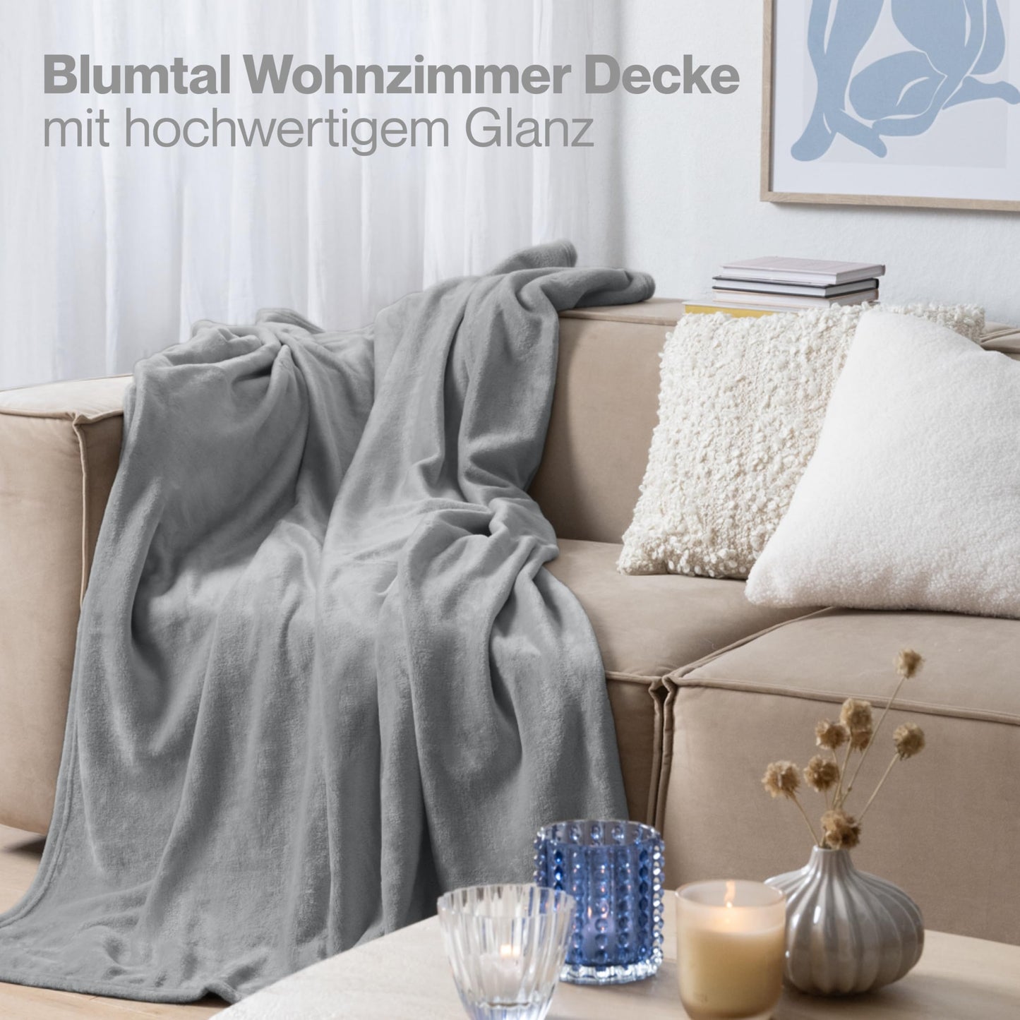 Blumtal Cuddle Blanket fluffy - Oeko-TEX certified fleece blanket 220x240 cm - Throw blanket 220x240 cm - Couch blanket as living & cuddle blanket - Soft cuddly blanket - Throw blanket Cuddle blanket soft in Gray