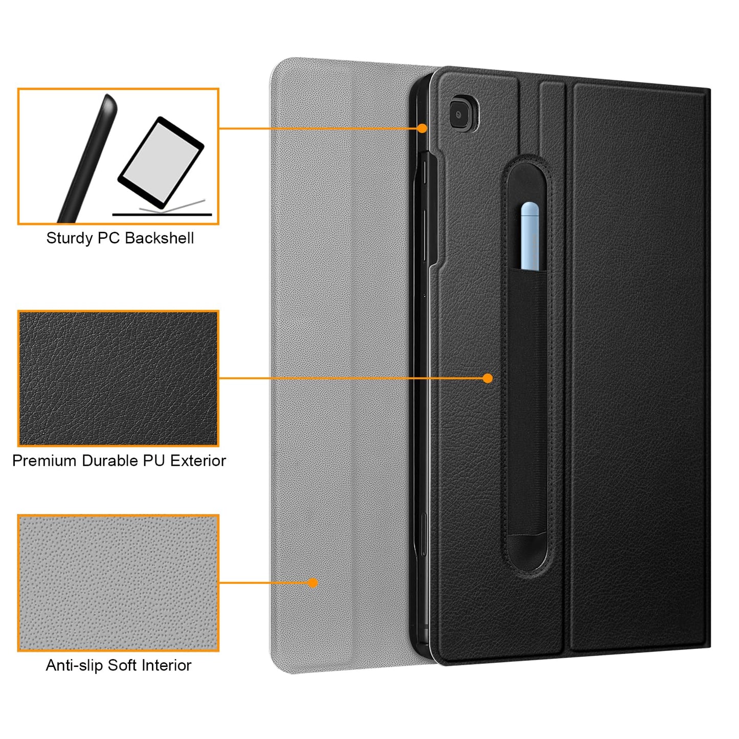 FINTIE Keyboard Case for Samsung Galaxy Tab S6 Lite 10.4 Inch 2024/2022/2020 Tablet - Keyboard Cover with Magnetic Detachable German Bluetooth Keyboard, Black