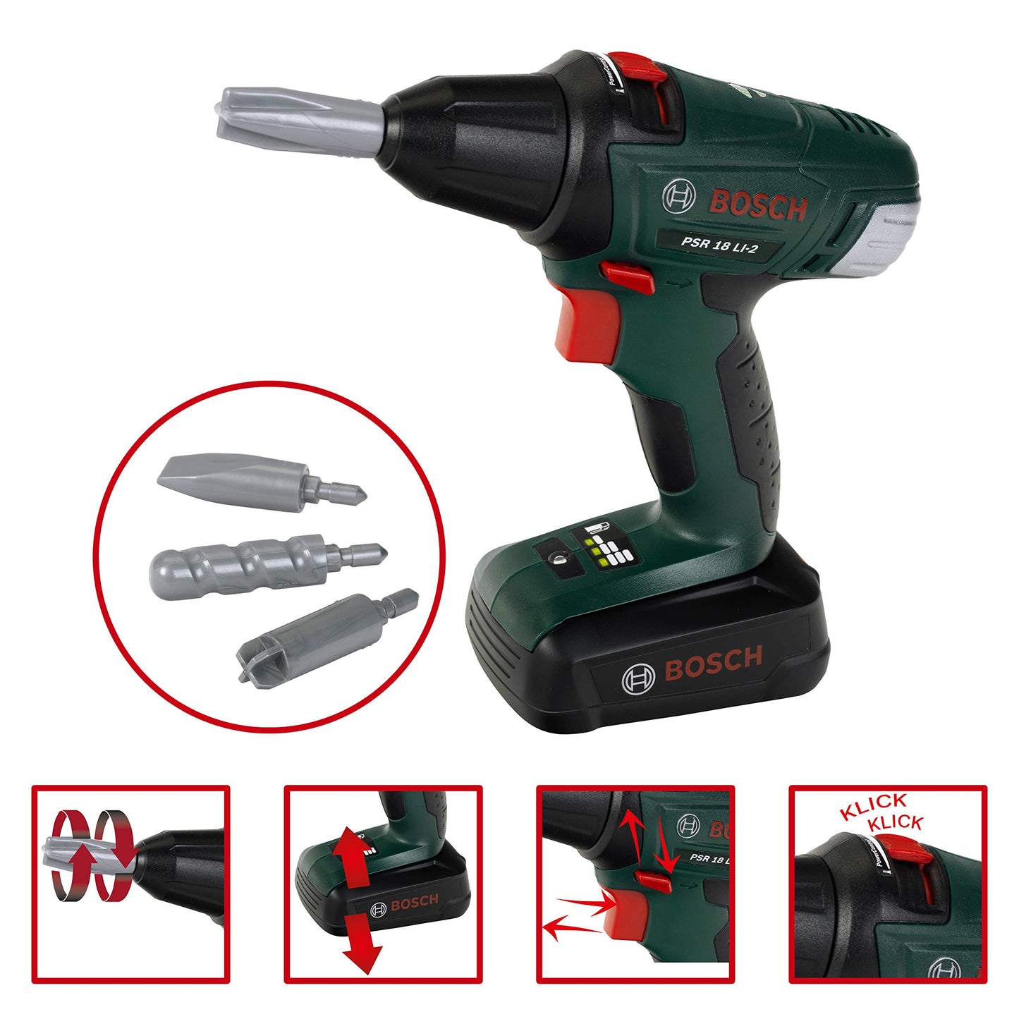 Theo Klein 8520 Bosch Tool Box | With tools and accessories | Includes battery-powered screwdriver with light and sound | Toy for children ages 3 and up