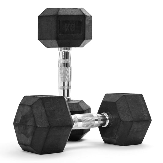 Hexagon dumbbells premium (pair) | 5-30 kg | non-slip coated | ergonomic chrome handles | dumbbell set (30 kg - pair (2 pieces))