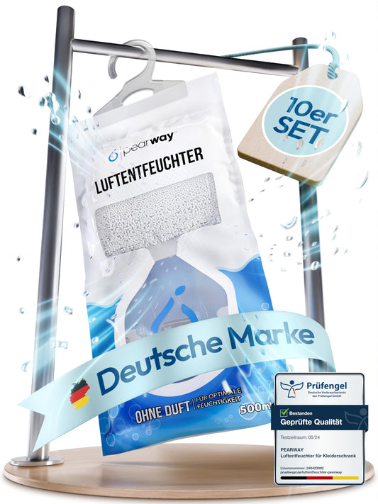 PEARWAY Dehumidifier Bag XL 10x250g - Moisture Absorber - Dehumidifier Window & Cabinet - Hanging Closet Dehumidifier - Room Dehumidifier
