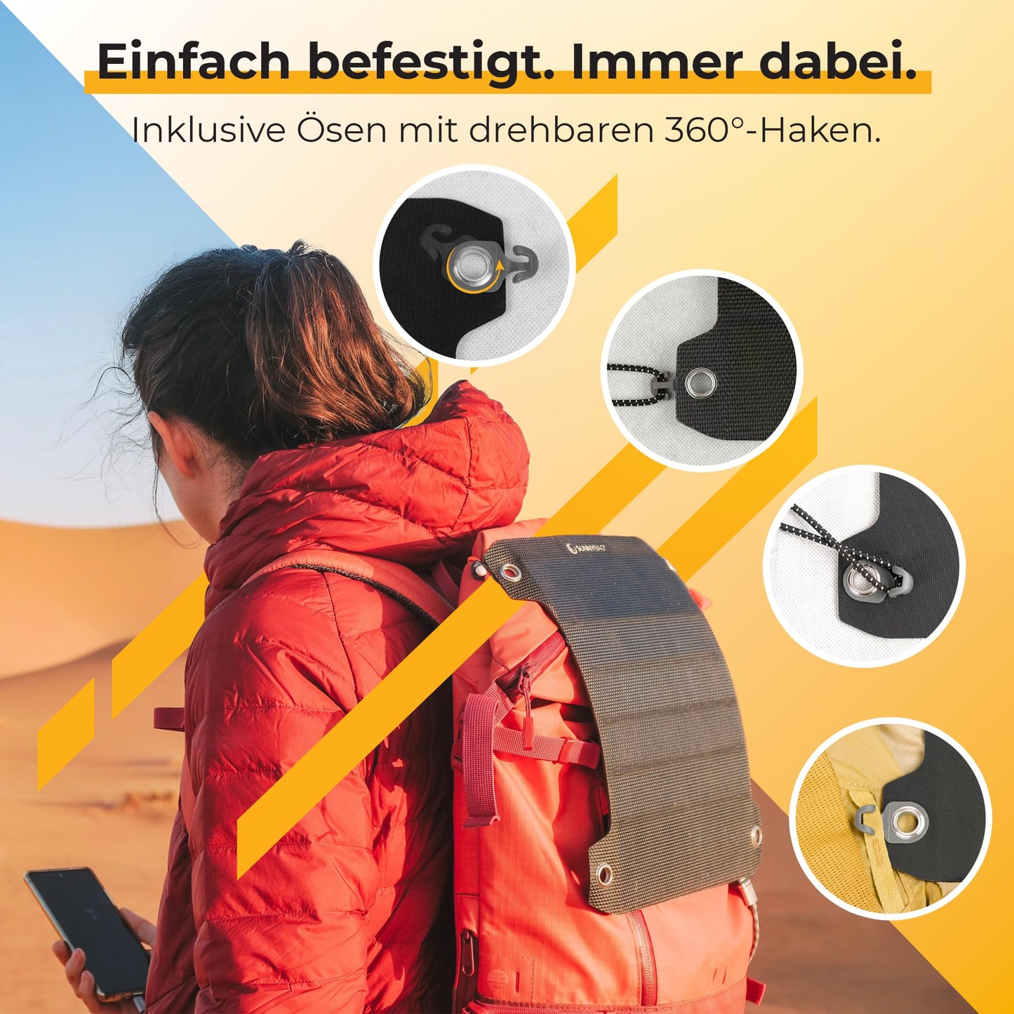 Sunnybag® Solarpanel Leaf Pro [Ultra-light & Portable!] - Foldable solar panel (Waterproof & Durable) - Solar charger with USB port for smartphone & power bank - Solar camping (7.5W output)