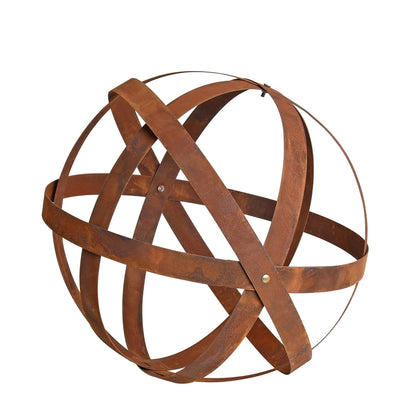 ESTEXO Rusty decorative ball Rust ball Garden ball Metal band Band iron Garden decoration Rust Metal 40 cm