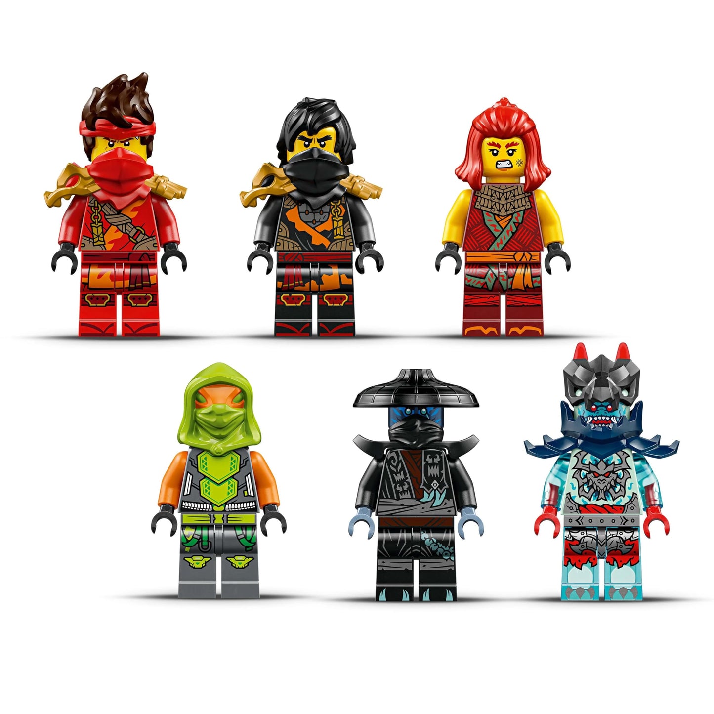 LEGO NINJAGO Ninja Action Speeder - 3-in-1 toy with 2 Ninja bikes, 1 jet, and 6 minifigures, including Kai and Frak - Rise of the Dragons gift for boys aged 8 and up - 71844
