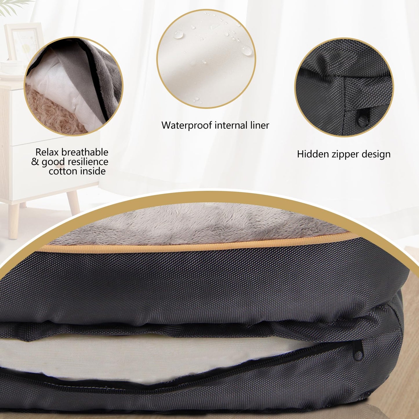 Joyelf dog bed made of memory foam, orthopedic dog bed & sofa with removable, washable cover and squeaky toy as a gift.