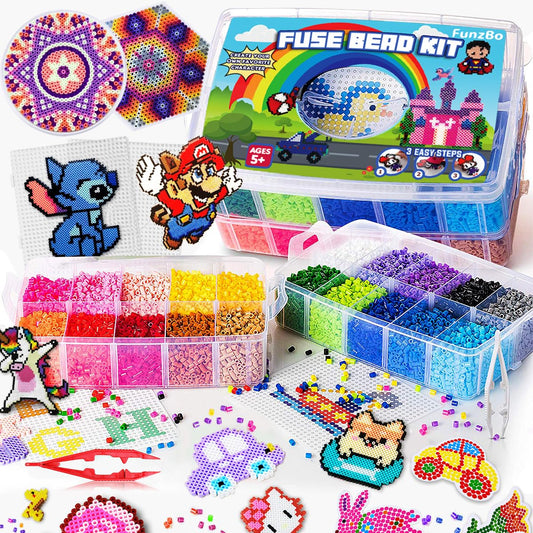 Iron Beads Set Iron Beads Large Pack XXL 23000PCS Beads with 106 Pattern Plates Crafting kit for children from 6 years & Adults & Craft Fans Gift for meditative relaxation & family time