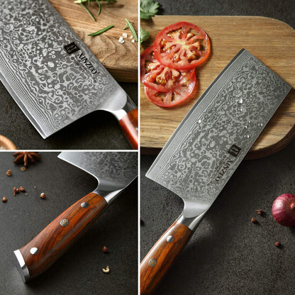 XINZUO Cleaver Knife 18cm Chinese Chef Knife, High Quality Professional Chopping Knife Sharp Blade Kitchen Knife, Gift box, with Rosewood Handle - Yu Series