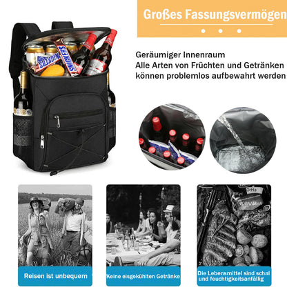 Cooler backpack, large insulated cooler bag, 30L waterproof cooler backpack, ultralight backpacks, picnic bag, thermal bag, large capacity for beach, camping, BBQ (black)