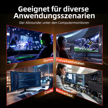 KOORUI 27-inch gaming monitor, 2K QHD 1440P screen, 180Hz 1ms (GTG) curved display, 1500R PC gamer, Adaptive Sync, HDR, anti-glare, 2xHDMI & DP VESA.