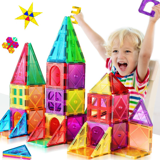 Magnetic building blocks, 3D blocks, colorful magnetic tiles for children aged 4-8, STEM, early educational construction, magnetic toys, building set for toddlers aged 3 and up.