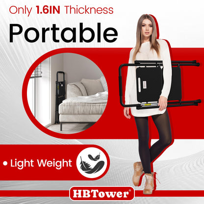 HBTower Folding Step Ladder with 2 Steps, Wide Anti-Slip Pedals, Portable up to 150 kg, Household ladder for Kitchen, Garage & DIY.