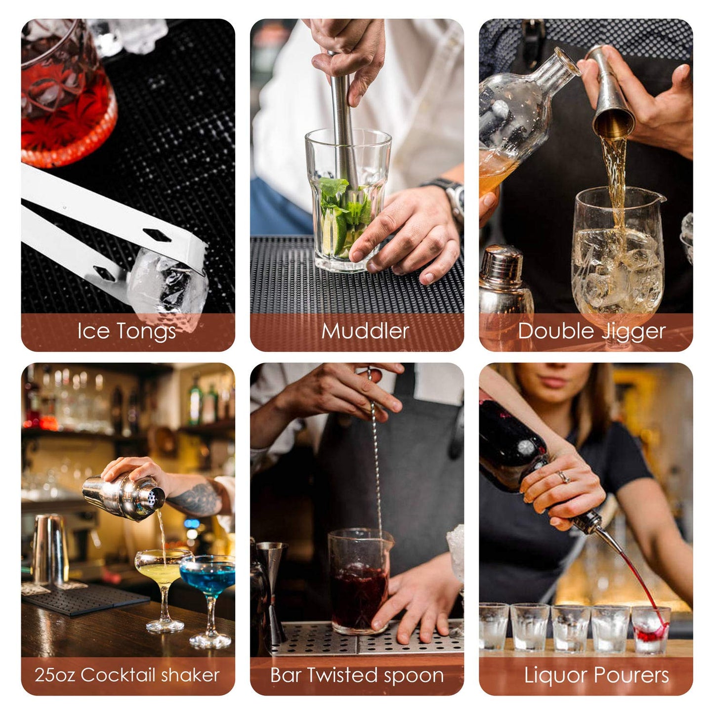Cocktail Shaker Set, Esmula 750ML 12-Piece Stainless Steel Bartender Kit Professional Martini Mixing Bartending Kit Combination, Home Stylish Bar Tool Set with Cocktail Recipe Book (Silver)