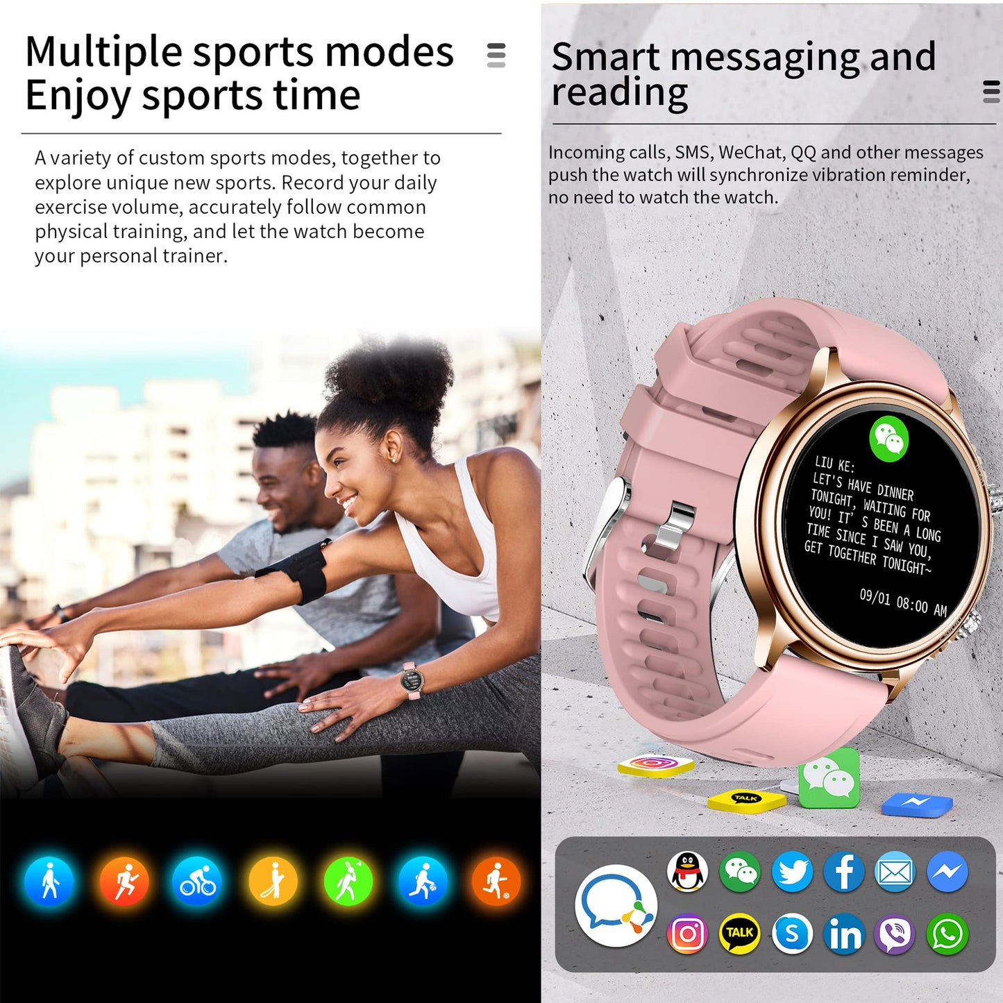 ZPIMY Smartwatch for Women Men, Smart Watch with Phone Function 1.32" Inch Touchscreen Fitness Tracker, IP68 Waterproof Fitness Watch Activity Tracker Fitness Wristwatch for Android iOS (Gold)