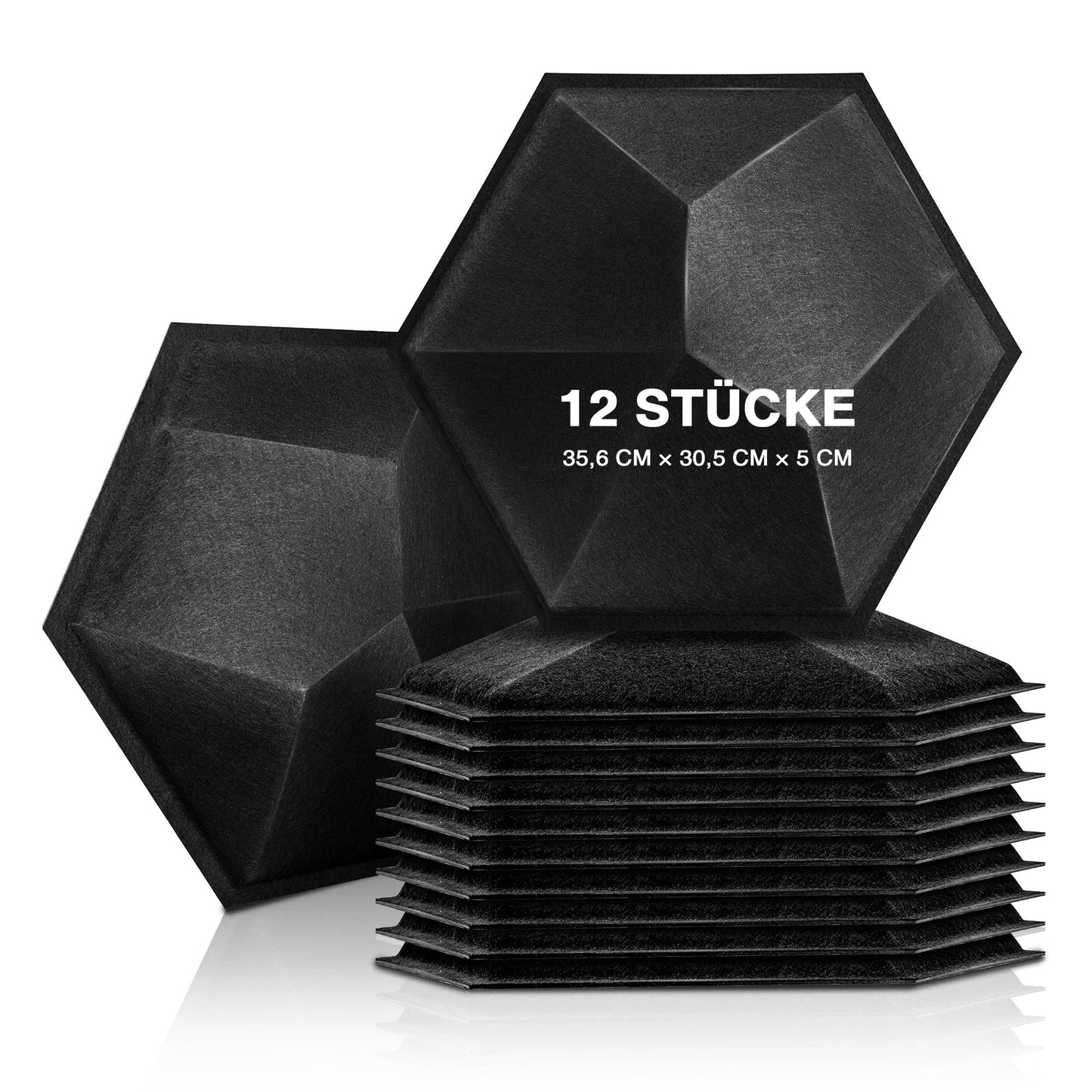 3D hexagon acoustic panels, Sonic Acoustics 12 pieces acoustic panels with high density for walls, ceilings wood & door - acoustic panel soundproofing panels, 35.6 x 30.5 x 5cm.