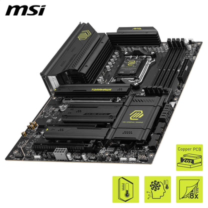 MSI MAG X870 Tomahawk WiFi Motherboard, ATX - Supports AMD Ryzen 9000/8000/7000 processors, AM5-80A SPS VRM, DDR5 Memory Boost 8400+MT/s (OC), PCIe 5.0 x16 & 4.0 x16, M.2 Gen5, Wi-Fi 7, 5G LAN.