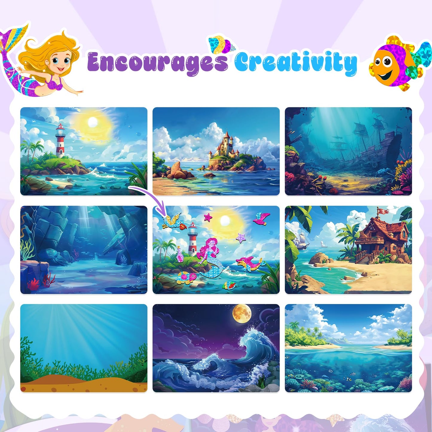 CutteeyFyry Foil Fun for Kids, Mermaid & Princess Foil Art for Kids, Craft Sets for Girls Ages 3-10, Kids Activity Kits Travel Toys Christmas Birthday Easter Gifts