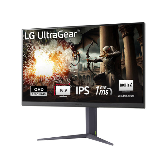 LG Electronics 32GS75QX-B.AEU UltraGear™ QHD Gaming IPS Monitor 32" (80 cm), 2560 x 1440, 16:9, 1ms GtG, 180 Hz, HDR10, 400 cd/m² brightness (typ.), NVIDIA G-Sync™ Compatible, AMD FreeSync™ - Grey