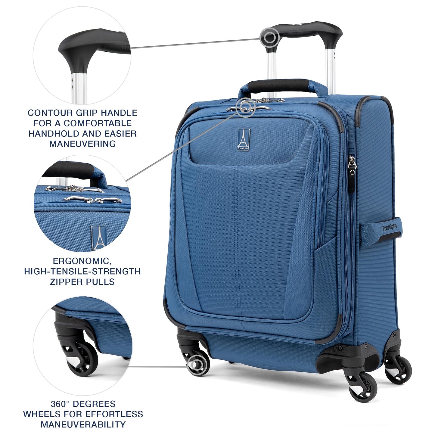 Travelpro Maxlite 5 Expandable Carry-On with 4 Wheels, Soft Underseat Bag, Lightweight Suitcase, Soft Exterior, for Men and Women, 2-Piece Set, Blue (Ensign Blue), Carry-on