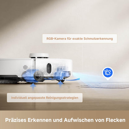 Mova P50 Pro Ultra Vacuum Robot with Mop, 19,000 Pa, 75℃ Self-cleaning hot water mop with retractable side brush, LDS navigation, +RGB AI+LED obstacle avoidance, auto-emptying/refilling.