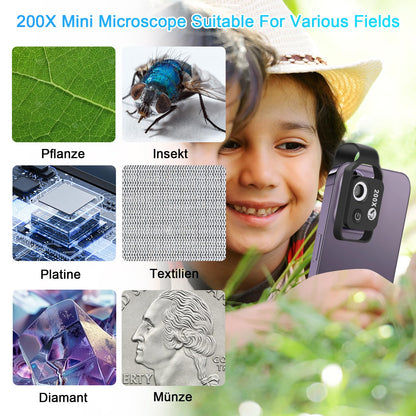 200X mini microscope for smartphone, USB mobile phone microscope for smartphone HD mini microscope, explore Micworld with 200X smartphone microscope.