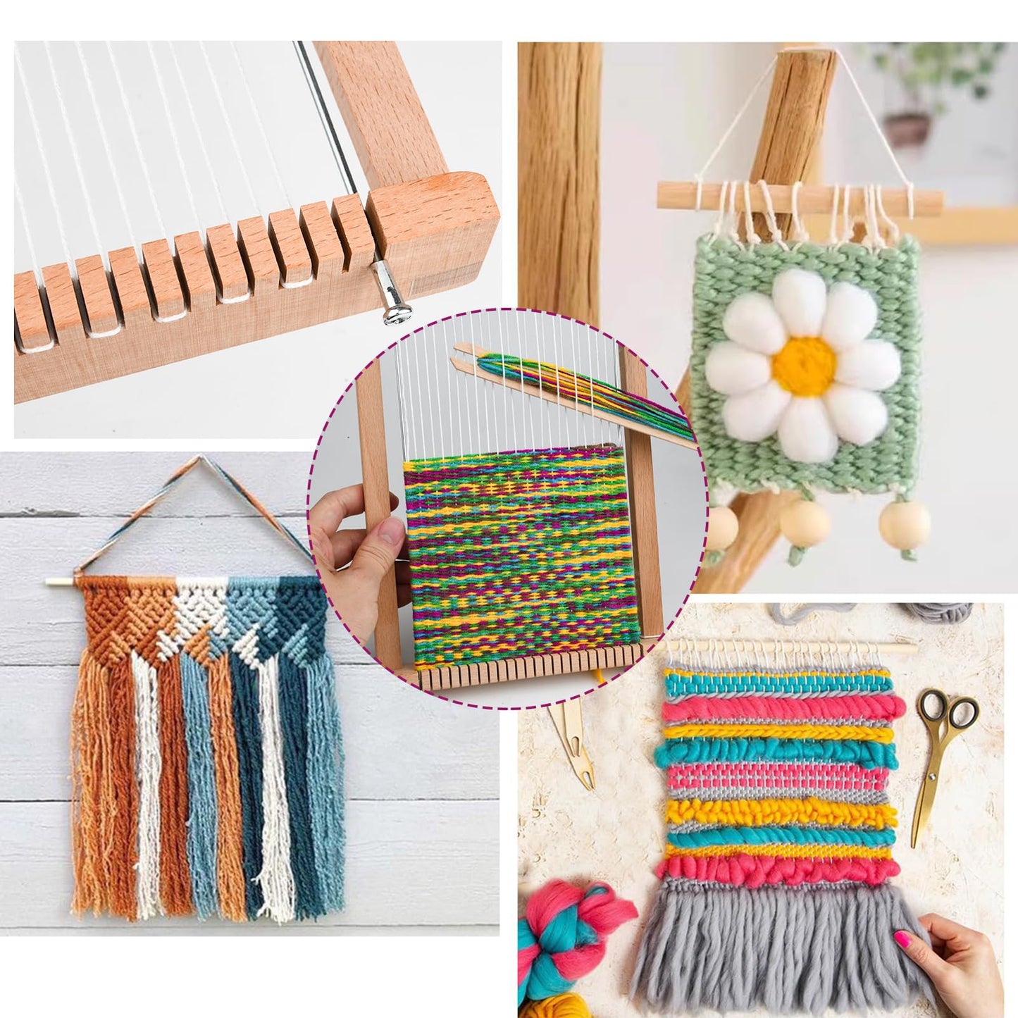 LYKTRIX kids wooden loom kit, weaving set for 4-12 year olds. Perfect school loom for students and beginners, includes enough yarn for knitting.