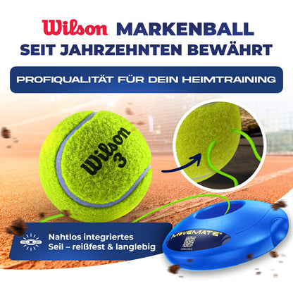 MOVEMATE Tennis Trainer Set with Wilson® tennis ball | innovative ball game for outdoor, garden, park for children & adults | includes carrying bag & instructional videos