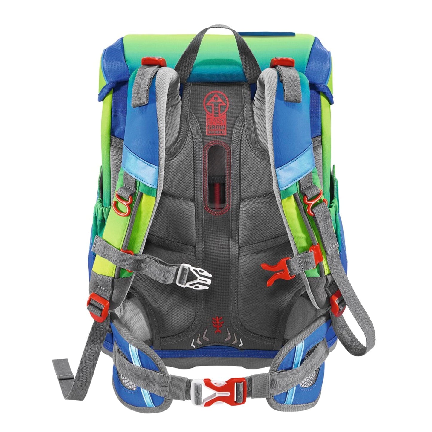 Step by Step school bag set, Cloud Ocean Red Octopus Pius, 5 pieces, yellow-blue Octopus design, ergonomic backpack with reflectors, height adjustable with hip belt, for 1st to 4th grade, 19L.