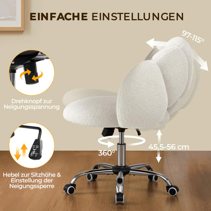 Yaheetech Cloud-shaped Office Chair Ergonomic Desk Chair with up to 136kg Capacity Adjustable Height Computer Chair for Bedroom Office Living Room White