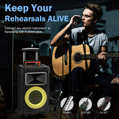 JYX Karaoke Machine, Karaoke System with 2 microphones, Portable Bluetooth Speaker for adults, Party Karaoke Speaker, Subwoofer PA System for gatherings, the best gifts for everyone.